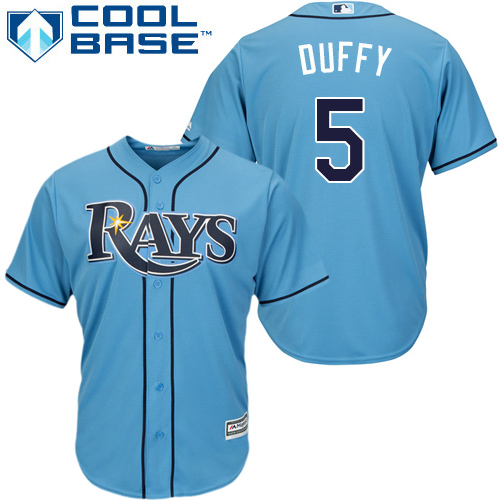Rays #5 Matt Duffy Light Blue Cool Base Stitched Youth MLB Jersey - Click Image to Close